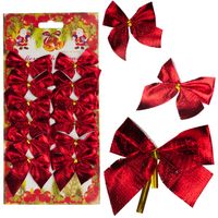 KOKARDKI 12SZT CZERWONE BŁYSZCZĄCE ŚWIĄTECZNE CHOI