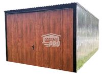 Garaż blaszany 3x5 Brama + ocynk + brama ciemny orzech GP104