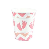 Kubeczki papierowe Baby Shower Stópki różowe, 6 szt.