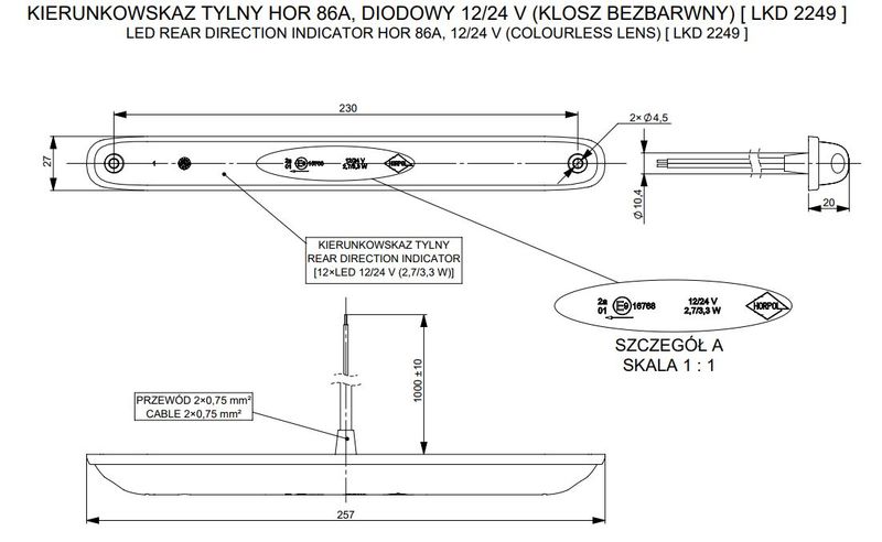 Lampa LED tylna kierunkowskaz LKD2249 zdjęcie 4