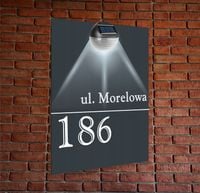 antracyt TABLICZKA ADRESOWA aluminiowa numer domu oświetlona led pionowa