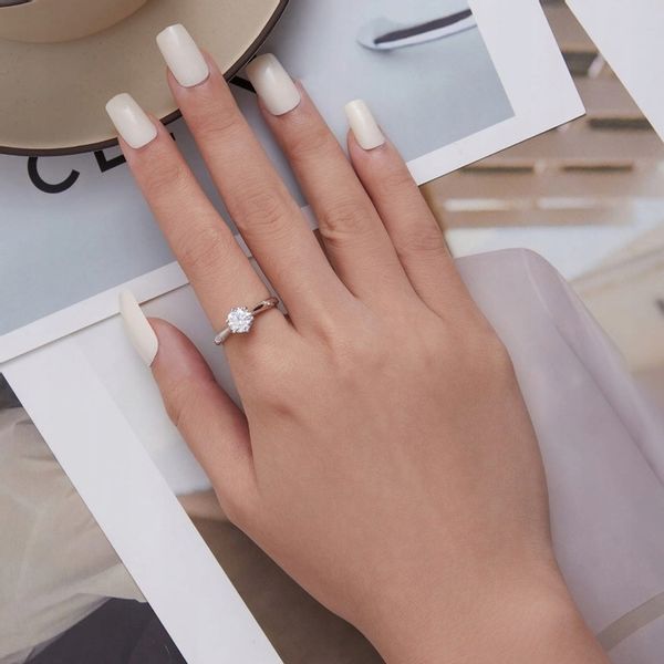 Pierścionek Moissanit 6,5 mm 1 karat srebro 925 rozmiar 22 PL zdjęcie 14