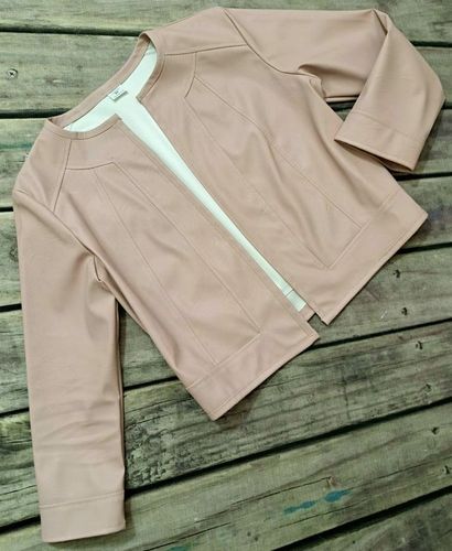 Narzutka damska na sukienkę Bolerko Marynarka Ekoskóra Beżowa Rękaw 3/4 40 na Arena.pl