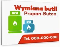 nadruk UV TABLICZKA reklamowa aluminowa szyld WYMIANA BUTLI dibond 40x30
