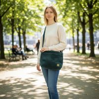 Torebka Sztruksowa w kolorze Butelkowej Zieleni