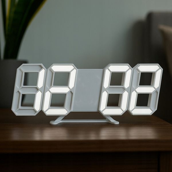 4w1 Zegar cyfrowy LED 3D ścienny stojący budzik termometr data alarm zdjęcie 2