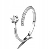 Srebrny DAMSKI PIERŚCIONEK REGULOWANY Uniwersalny KRYSZTAŁY