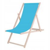 LEŻAK DREWNIANY OGRODOWY PLAŻOWY SKŁADANY NIEBIESKI TKANINA LEŻAKI PLAŻOWE