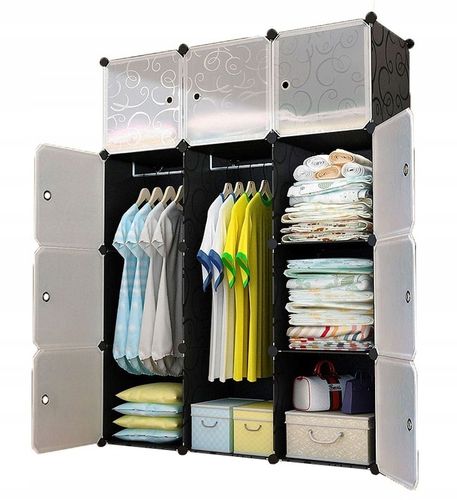 DUŻA SZAFA MODUŁOWA REGAŁ GARDEROBA 12X SZAFKA POJEMNA NA UBRANIA na Arena.pl