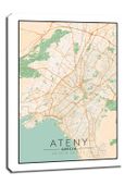 Ateny mapa kolorowa - obraz na płótnie 90x120 cm