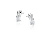 Delikatne rodowane srebrne kolczyki fala wave białe cyrkonie srebro 925 Z1584E