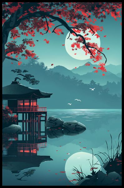 Plakat 53x81cm Japoński Pawilon zdjęcie 2