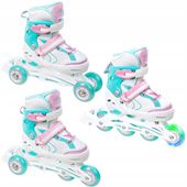 Rolki Wrotki 3w1 Regulowane RAVEN Lia Mint 34-37 Kółko LED