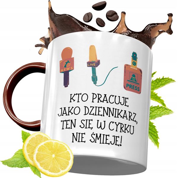 Kubek Bordowy Dla Dziennikarza Na Urodziny Prezent Z Nadrukiem Ze Zdjęciem zdjęcie 1