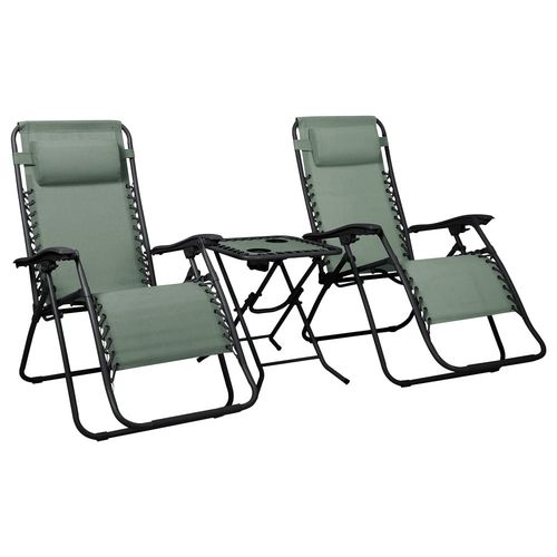 LEŻAKI OGRODOWE DELUX ZESTAW ZIELONY Z CZARNĄ RAMĄ 2 LEŻAKI ZE STOLIKIEM na Arena.pl