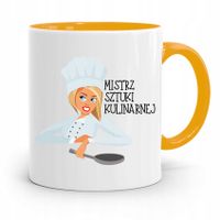Kubek Żółty Dla Kucharza Mistrz Sztuki Kulinarnej Z Nadrukiem Ze Zdjęciem