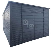 Garaż Blaszany 4x6 - Brama - Antracyt - dach Spad w tył TKD152