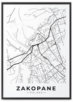 Plakat plan miasta mapa Zakopane 61x91 cm w czarnej ramie