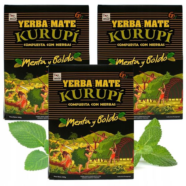 Yerba Mate Kurupi Menta Boldo 3x500g 1,5 Kg zdjęcie 1