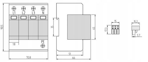 OGRANICZNIK OCHRONNIK PRZEPIĘĆ PRZEPIĘCIOWY 1-FAZ B+C T1 T2 1P 6kA AC na Arena.pl
