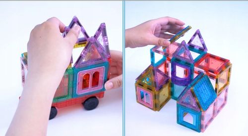 KLOCKI MAGNETYCZNE 3D konstrukcyjne DUŻE EL. Zestaw 45 el. Magnetic Tiles na Arena.pl