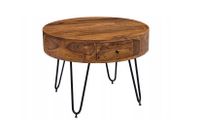 STOLIK KAWOWY BOCZNY OKRĄGŁY DREWNO METAL