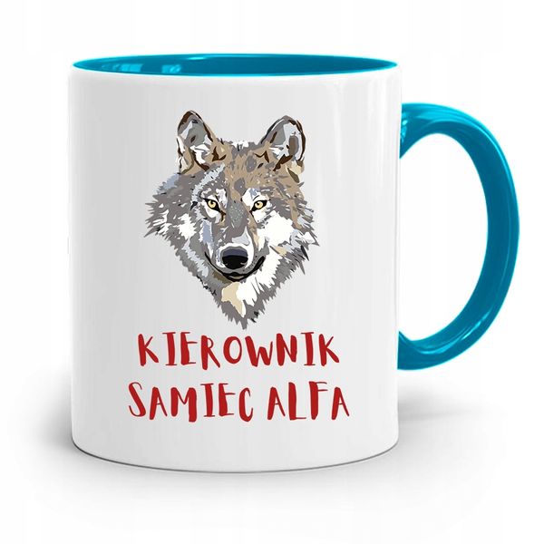 Kubek Błękitny Dla Kierownika Samiec Alfa Z Nadrukiem Ze Zdjęciem zdjęcie 1