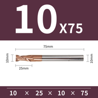 Frez 2-ostrzowy VHM do stali 55 HRC - TiSiN Rozmiar: Ø10x25x10Dx75L