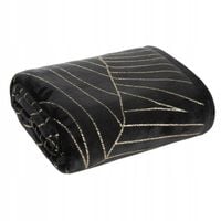 Miękki koc 150X200 czarny ze złotym nadrukiem liści