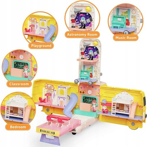 AUTOBUS SZKOLNY JEŹDZIK 2W1 DOMEK SZKOŁA DLA LALEK AKCESORIA na Arena.pl