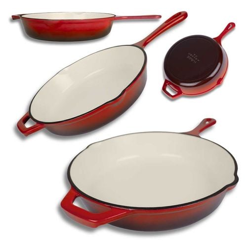 emaliowana patelnia żeliwna 26cm hage czerwona na Arena.pl