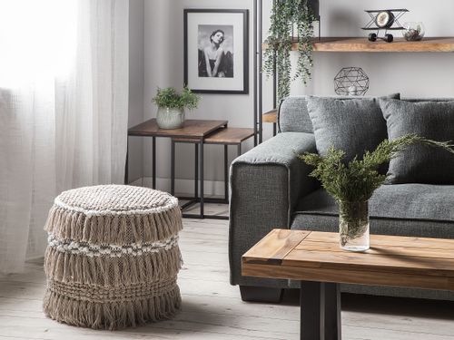 Puf ø 44 cm beżowy NOIDA na Arena.pl