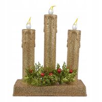 ŚWIECZNIK ADWENTOWY DEKORACJA ŚWIĄTECZNA NA BATERIE ZŁOTY