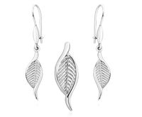 Rodowany wiszący srebrny komplet ażurowe liście listki ażur srebro 925 KS0193DZ