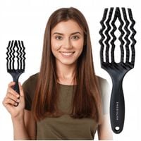 SZCZOTKA do rozczesywania włosów z NATURALNYM włosiem DZIKA masująca CZARNA