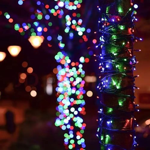 Lampki choinkowe LED 1000 Multi Kolor FLASH 70m IP44, zielony kabel na Arena.pl