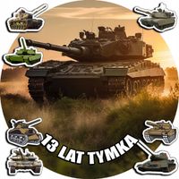 OPŁATEK NA TORT 20CM - WOJSKO ARMIA BROŃ CZOŁG + IMIĘ + ! 15CM 18CM