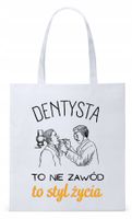 Dla Dentysty Stomatologa Torba Eco Biała Shopper Z Nadrukiem Ze Zdjęciem