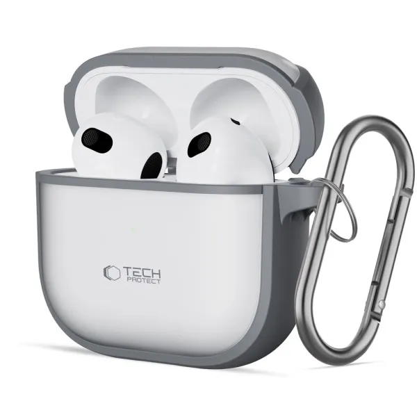 Etui Tech-Protect Slim Hook na AirPods 4 - szare zdjęcie 1