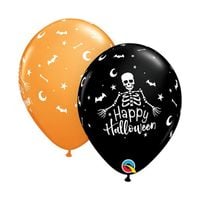 Balon Happy Halloween 11" Kościotrup, 25 sztuk