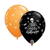 Balon Happy Halloween 11" Kościotrup, 25 sztuk
