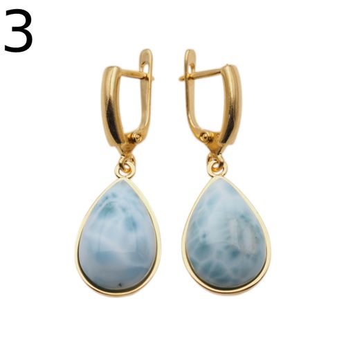 Kolczyki - Larimar łza w srebrze złoconym 3 na Arena.pl