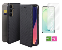 Etui z klapką do SAMSUNG GALAXY S26 FE case smart magnet czarny + szkło 9H