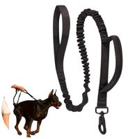 Mocna smycz dla psa taktyczna z uchwytem czarna lina nylonowa