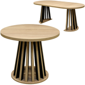 Stół okrągły 90 cm rozkładany do 190 cm z lamelami noga lamel do salonu