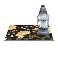 SZKLANA PODSTAWKA POD ZNICZE Z DEDYKACJĄ 30x20cm Piwonie 365a