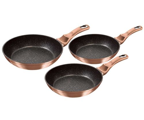 zestaw 3 patelni granitowych berlinger haus rose gold line bh-6195 na Arena.pl