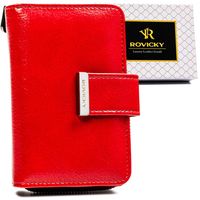 portfel damski z jednolitej skóry ekologicznej, zapinany zatrzaskiem