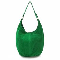 VERA PELLE torebka skórzana zamszowa worek na ramię V058 zielona