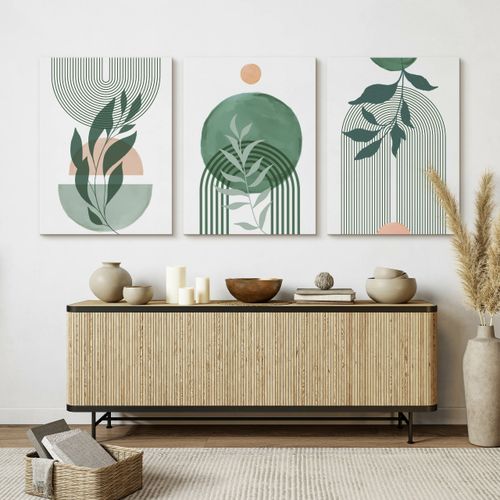 Obrazy Do Salonu Set Natura Boho Liście Tropikalne Akwarele 90cm x 40cm na Arena.pl